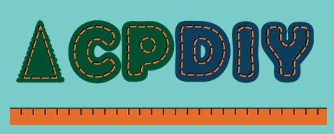 CPDiy Logo: letters look like they were embroidered on pale blue fabric with felted letters.