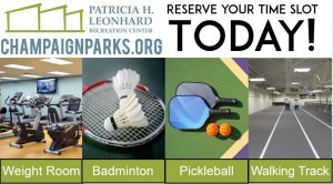 Click to visit Leonhard Recreation Center Website. Reserve your time slot today! Weight Room, Badminton, Pickleball, Walking Track.