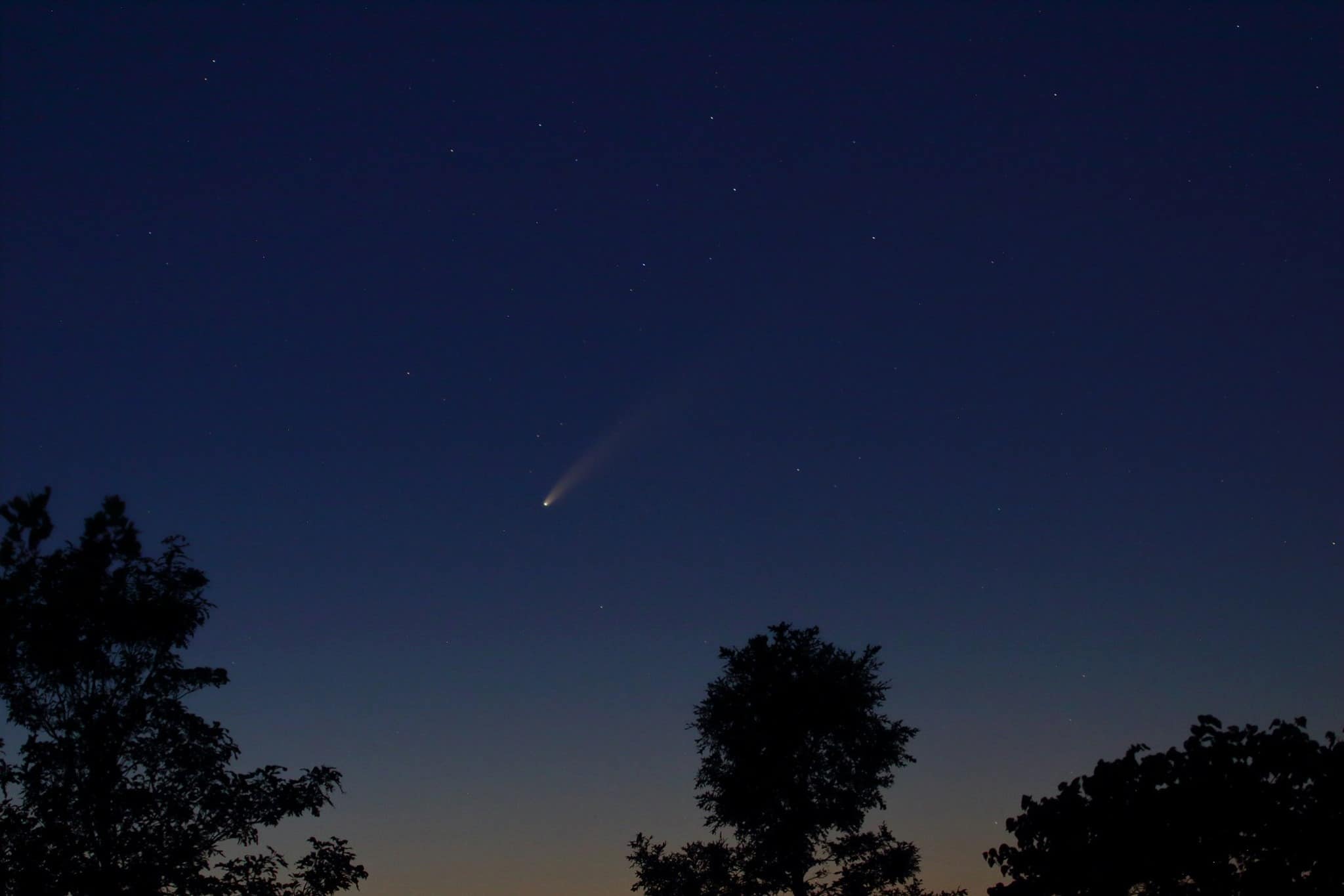 Evening sky with a shooting star