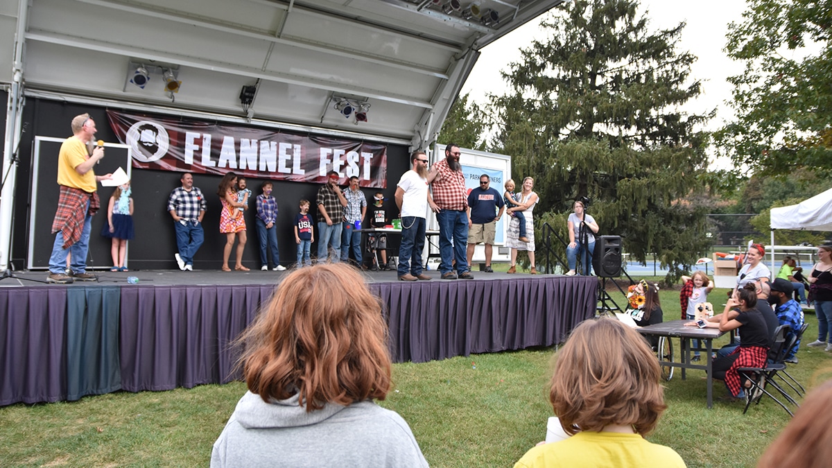 Flannel Fest's main stage featuring the Mustache Contest.