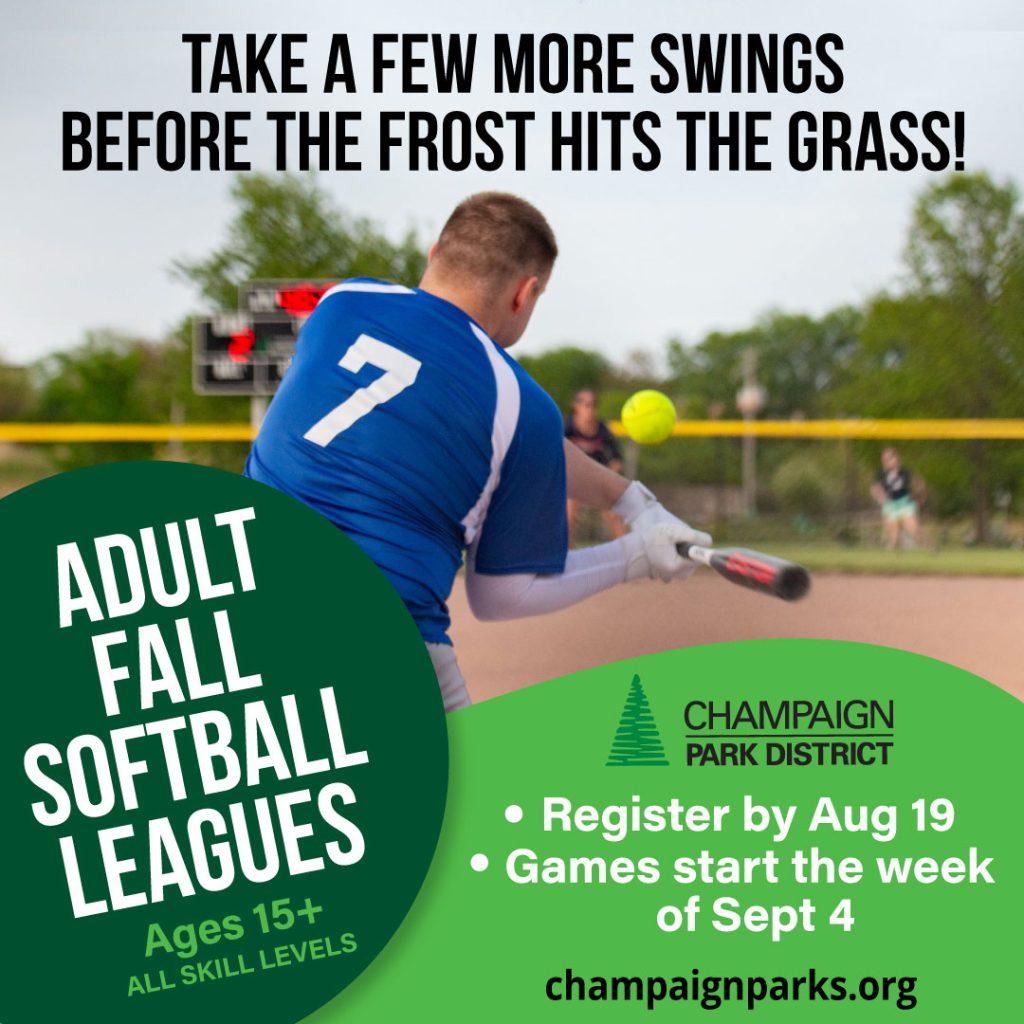 Adult Fall Softball League. Register by August 19.