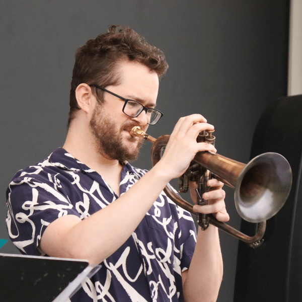 A person playing a horn